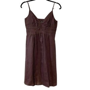 Mossimo Brown Linen Sun Dress Adjustable Straps Side Zip Y2K Size 4